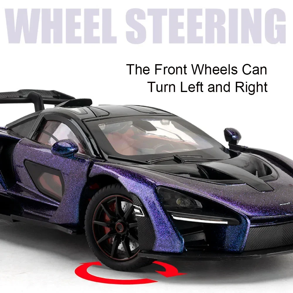 1:24 Senna 720s Miniature in lega Supercar Modello Giocattoli Diecast Vehice Suono Luce 4 porte aperte Tirare indietro Giocattolo per il regalo dei bambini