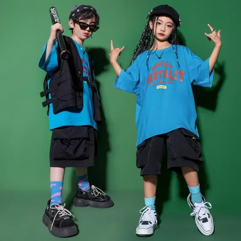 Schwarz Street Dance Tragen Rave Kleidung Kinder Mädchen Jazz Dance Outfits Ballsaal Tanzen Kleidung Bühne Kostüm Hip Hop Dance Kleidung