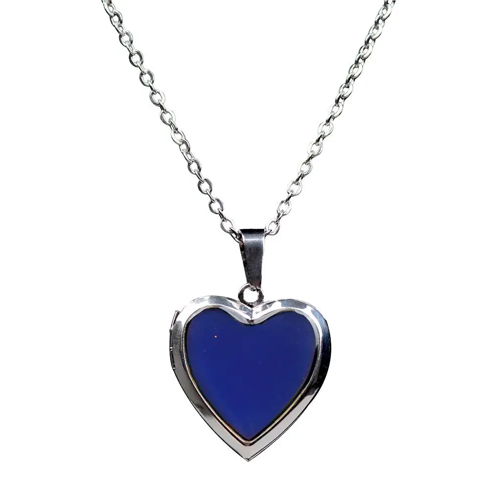 Fashion Love Heart Locket Stainless Steel Pendant Photo Frame Color Change Necklace