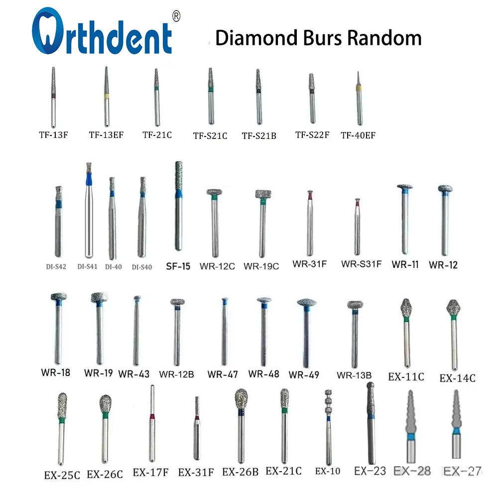 10Pcs Dental  Diamond Burs Strawberries High Speed Drill Bits Dentistry Cutters Medium Emery Dentist Lab Tools Random Mix