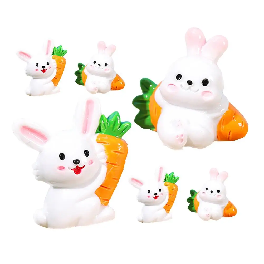 

6pcs Creative Rabbit Small Bunny Figurines Mini Resin Figurines Easter Decor Small Bunny Statue Garden Ornaments