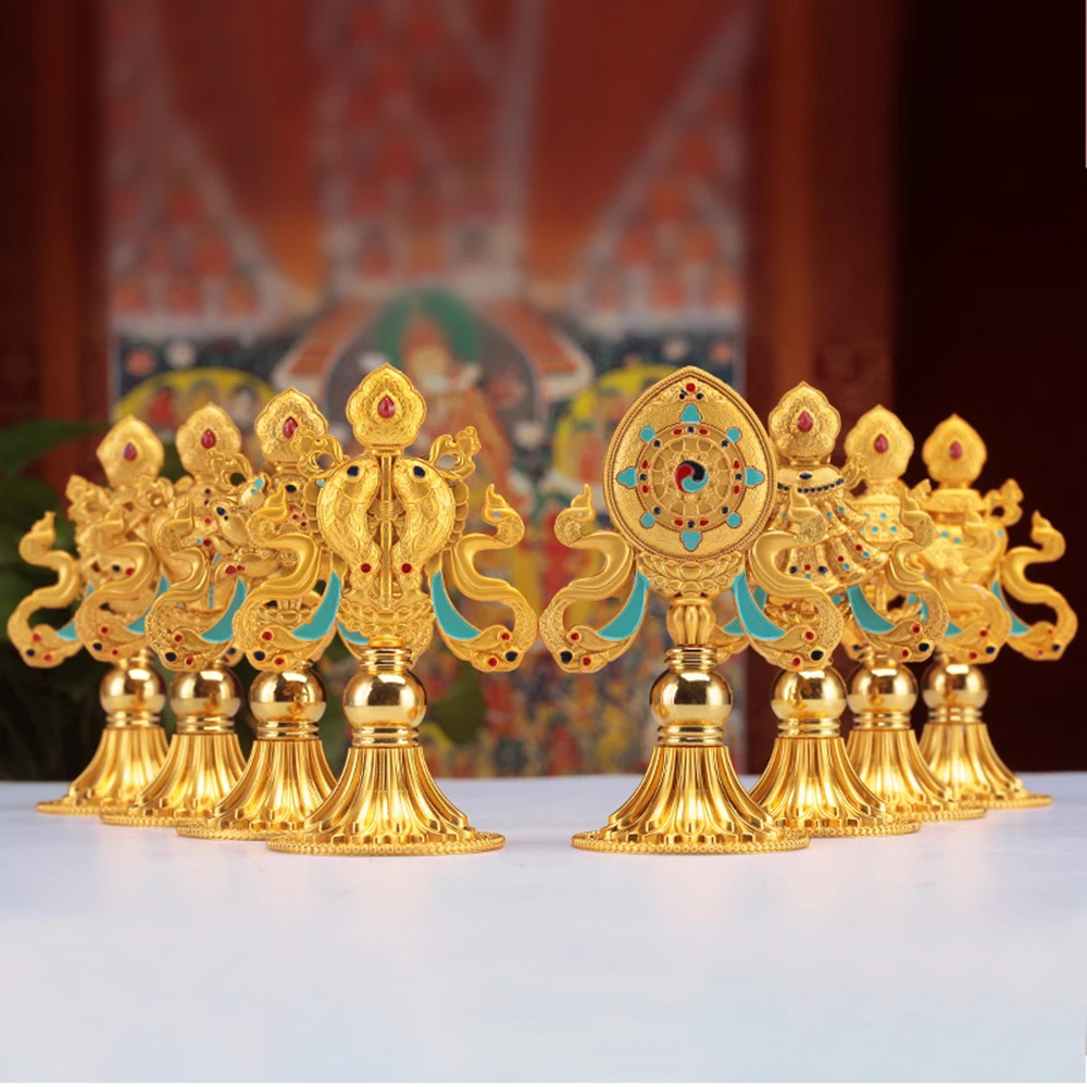 

Eight auspicious ornaments, Alloy auspicious Eight Treasure Combination Set, Front of Buddha Offering ornaments, home decoration