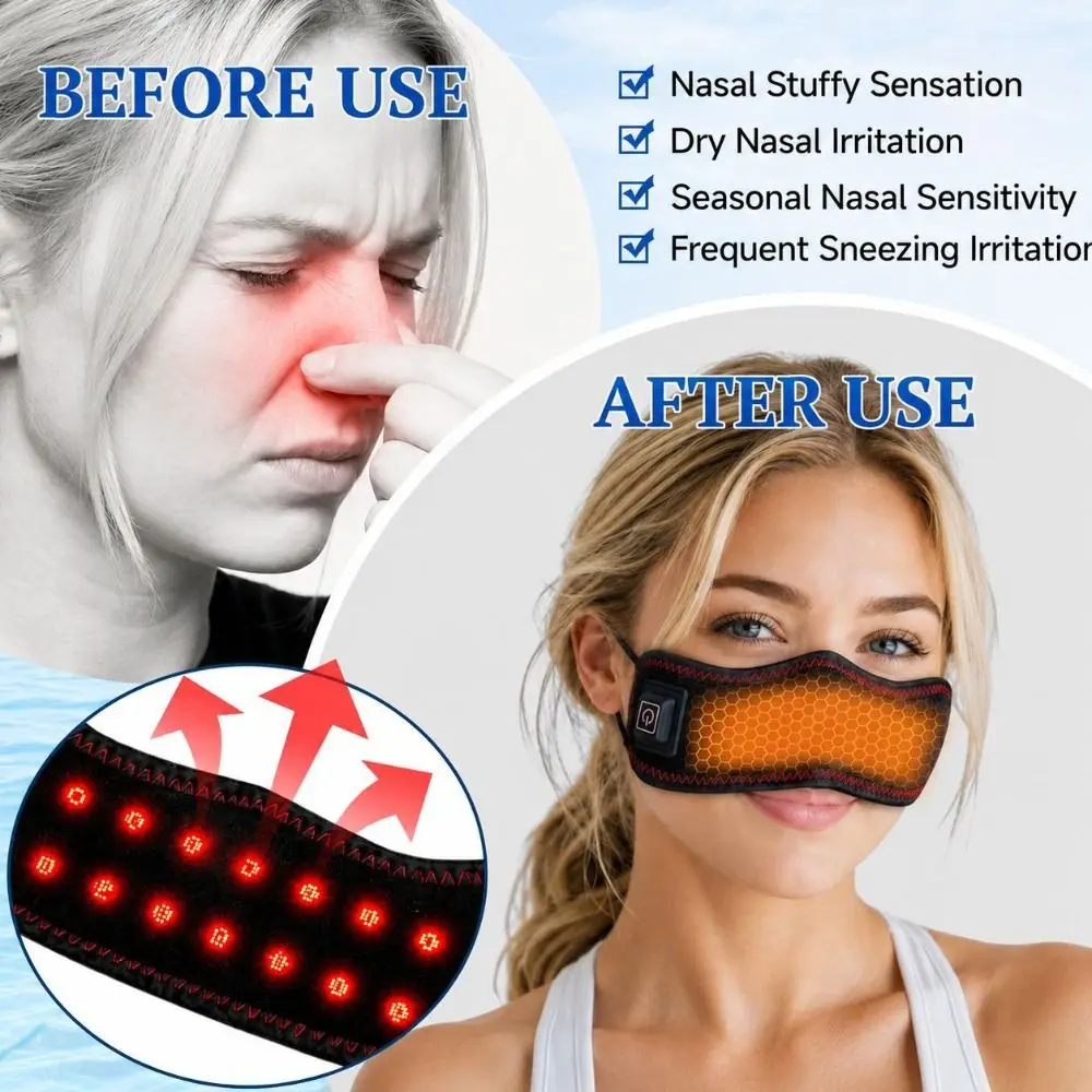 Adjustable Ear Loops Nose Warmer Soft Lining Portable Heated Nose Wrap Windproof USB Charging Heated Nose Cover Sleep Aid