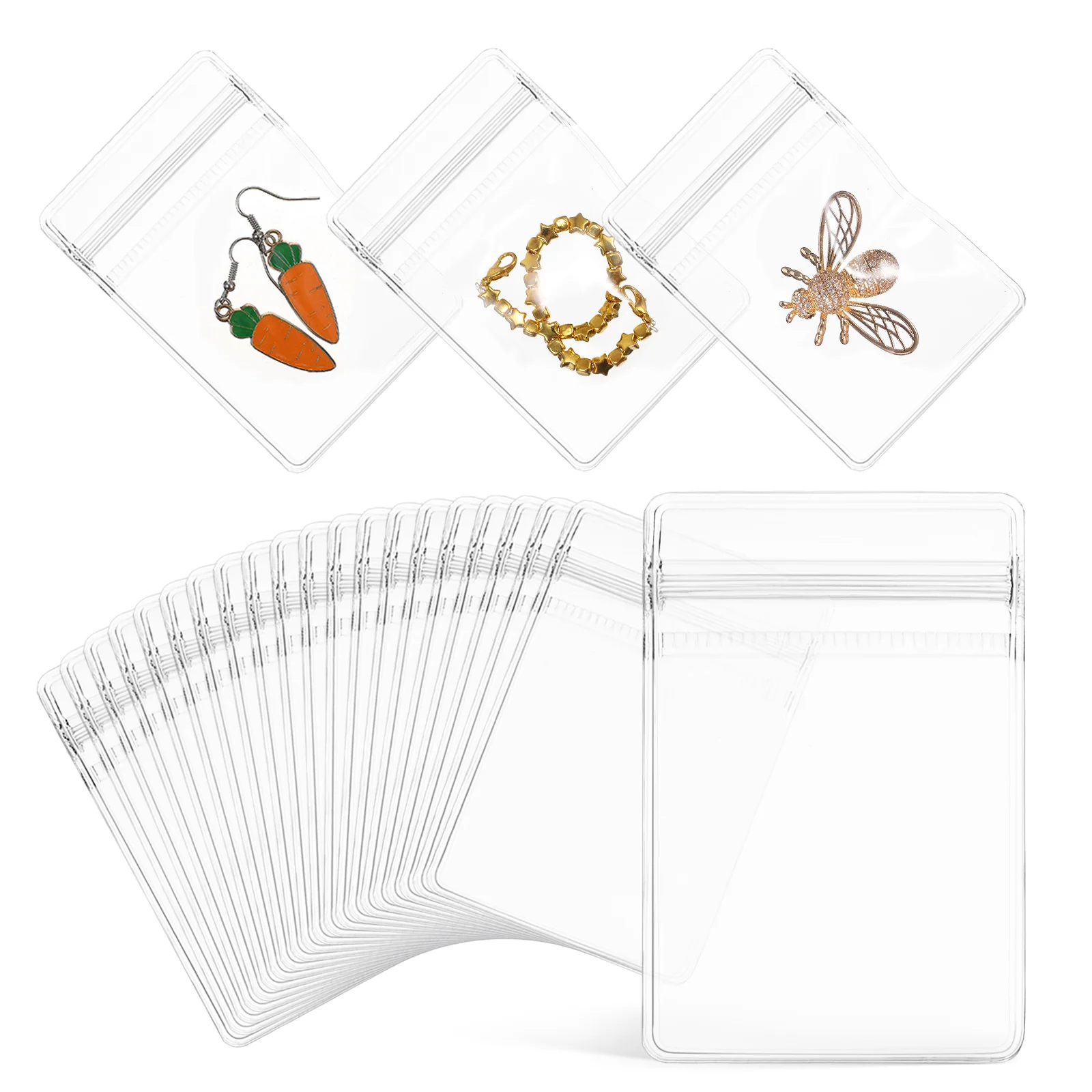 

100 Pcs Jewelry Bag Little Bags For Clear Zipper Pouches Sealed Storage Pvc Plastic Small Business