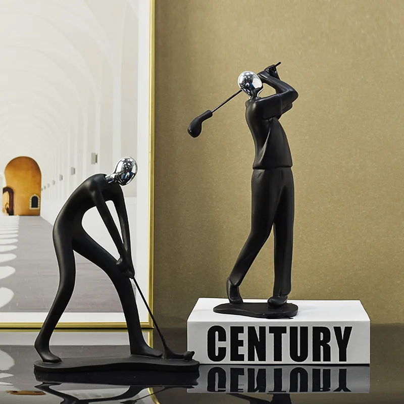 

Minimalist Black Singer Character Set Sport Figure Figurine Elegant Sport Theme Sculpture Home Office Living Room Decor