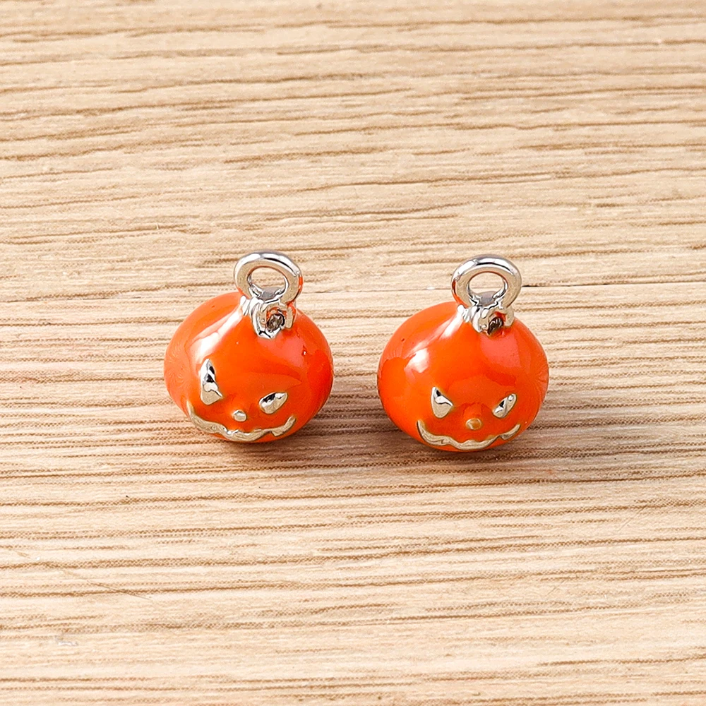Tusember 5 Stück Halloween-Kürbis-Charms, Kürbis-Anhänger, baumelnde Charm-Perlen, passend für Original-Armbänder aus 925er Sterlingsilber, DIY-Schmuck – Detail 3
