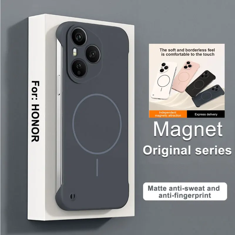 Cases For Honor 400 Pro Magnetic Frameless Shockproof Hard Case For Honor 400 400Pro Wireless Charging Matte Ultra Thin PC Cover