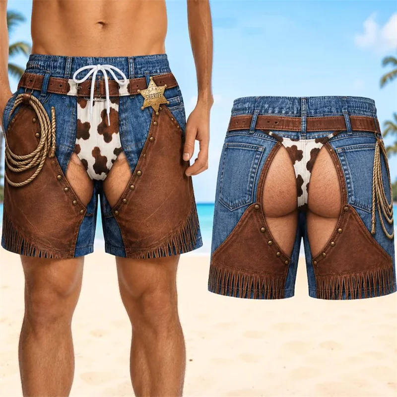 Image of Herren Safari Cargo Badeshorts Leopardenmuster Lustig 3D-Gedruckt Strandshorts mit Kordelzug Schnelltrocknende Boardshorts für den Sommerurlaub