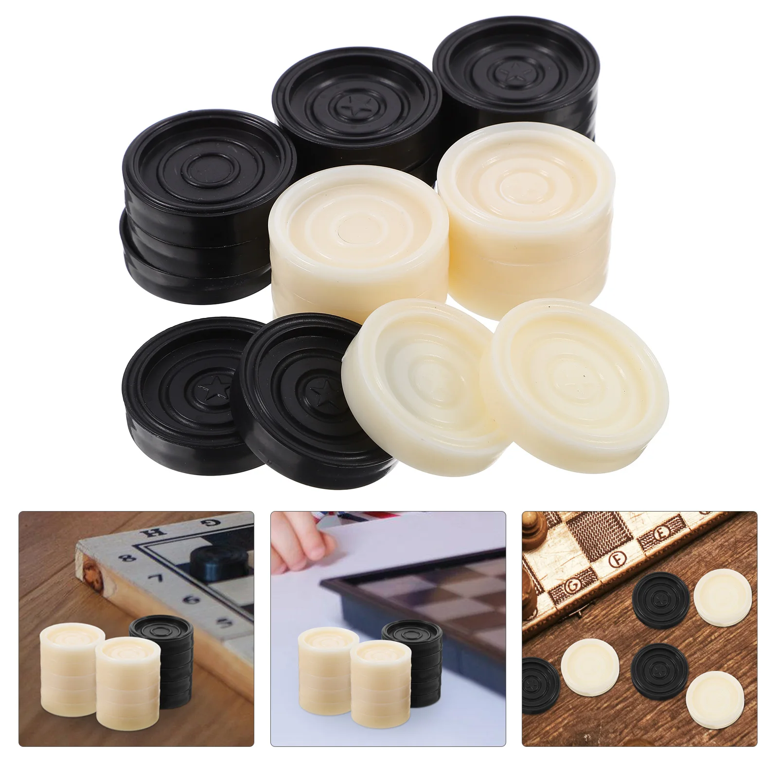 

24 Pcs Checker Board Game Accessory Plastic Checkers Accessories Chess Replacement Chessboard Playing Chips