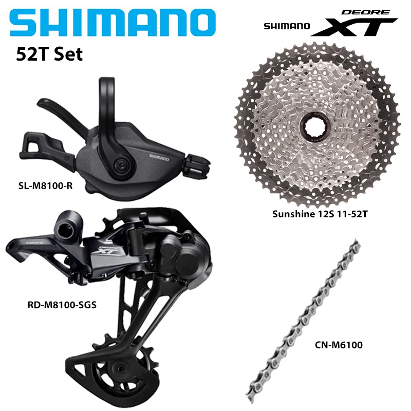 リアディレイラーSHIMANO-DEORE xt m8100,ギアセット,右シフター