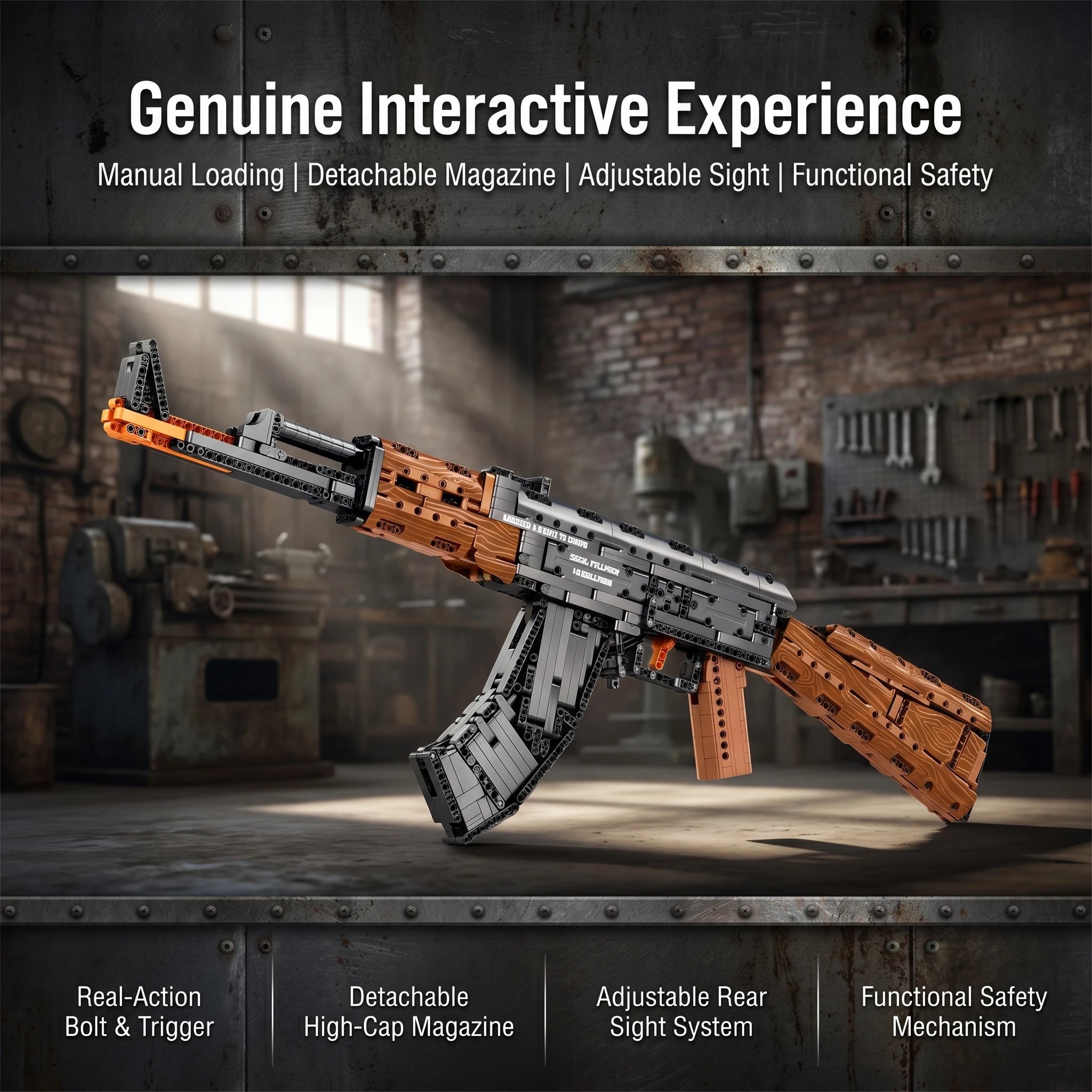 

AK47 Assault Rifle Model Building Blocks Military Army Weapon Shootable Imitation Gun Bricks Wargame Toys For Adult Holiday Gift