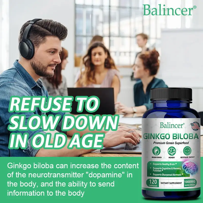 Balincer Ginkgo Leaf Extract Supplement - For Brain, Memory Health - Adult Nootropic Focus Supplement | Non-GMO