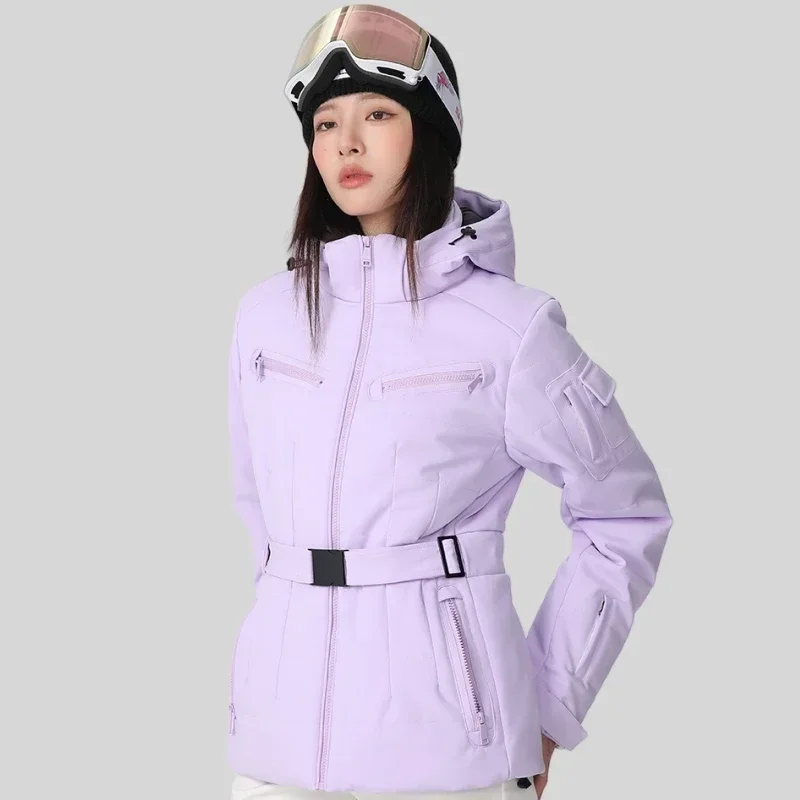 New Women Slim Skiing Jacket Thick Warm Snowboard Tops Winter Waterproof Breathable Ski Coat Cotton Elasticity Snowfield Clothes