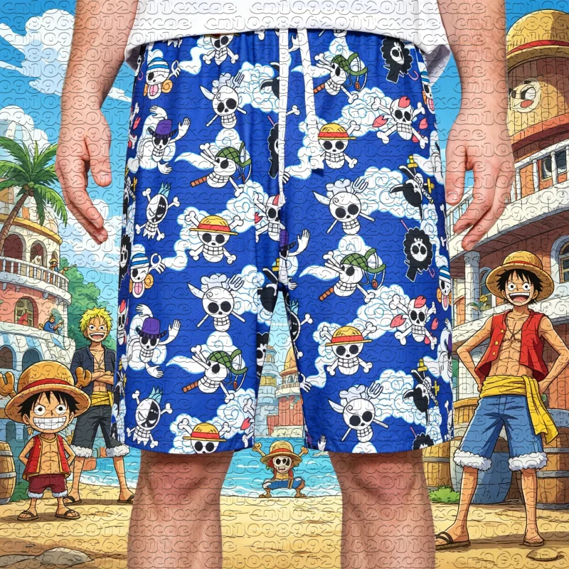 One Piece Roronoa Zoro Swordsman Skull 3D Print Quick Dry Shorts Unisex Summer Anime Basketball Manga Casual Sports Board Shorts