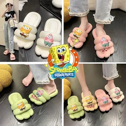 SpongeBob Slippers Summer Cute Cold Slippers Indoor Non-slip and Soft Bottom Comfort Girls Home Slippers Beach Sandals for Women