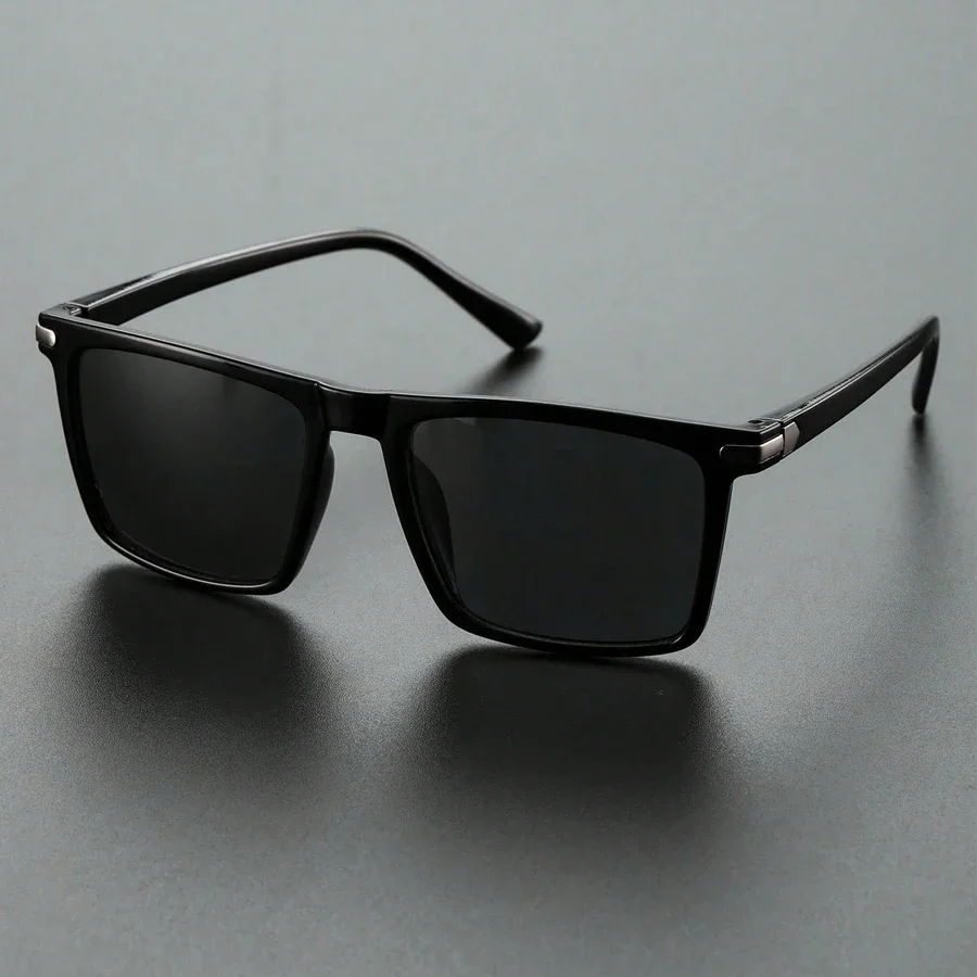 Новинка 2025, классические черные квадратные солнцезащитные очки, мужские модные зеркальные синие солнцезащитные очки унисекс, винтажные антибликовые солнцезащитные очки для вождения UV400