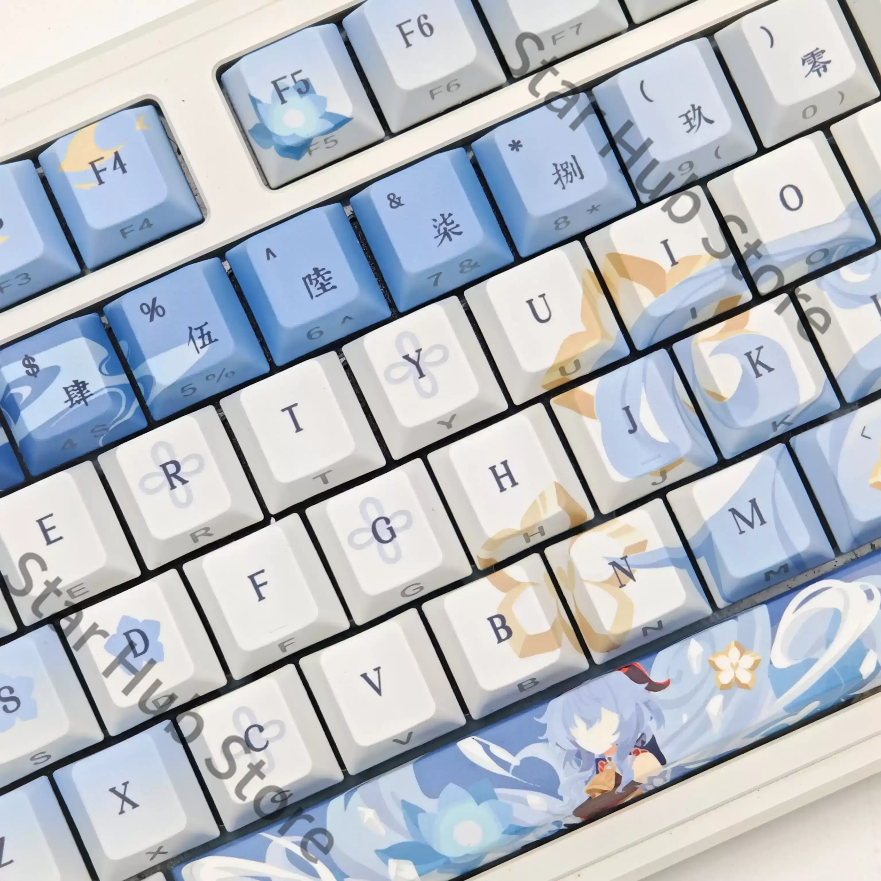 Genshin Impact Ganyu Cosplay Anime PBT Keyboard Cap Kforce Front Light Transmission Original Keycap Desktop Ornament Game Gifts view 2