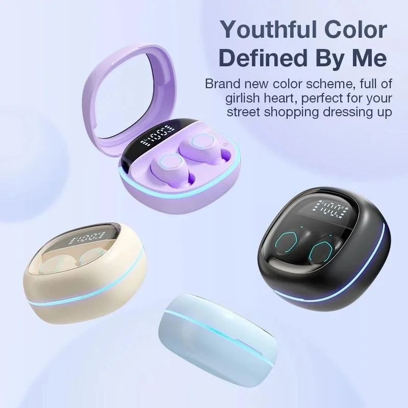 M13 Bluetooth 5.2 Headphone Macaron Girl Earphone Digital Display Light Ring Light Effect TWS Wireless in Ear Sports EarbudS