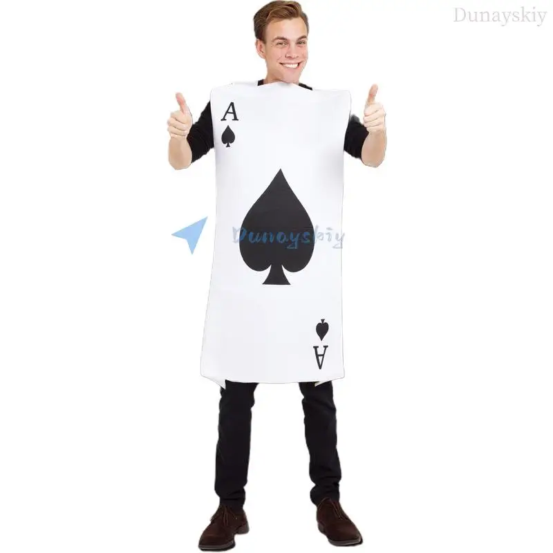 Unisex Adult Men Women Ace Of Spades Diamonds Poker Playing Card Costume Cosplay Funny Purim Halloween Party Fancy Dress Tunic