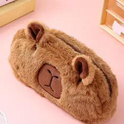 Capybara Cartoon Plush Pencil Case Animal Pencil Pouch Stationery Cosmetic Bags Cartoon Storage Pen Box Birthday