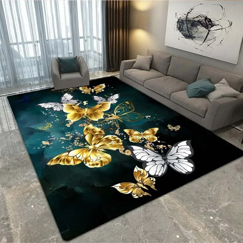 3D printed butterfly fashion carpet butterfly series decorative carpet suitable for living room bedroom carpet anti-slip mat