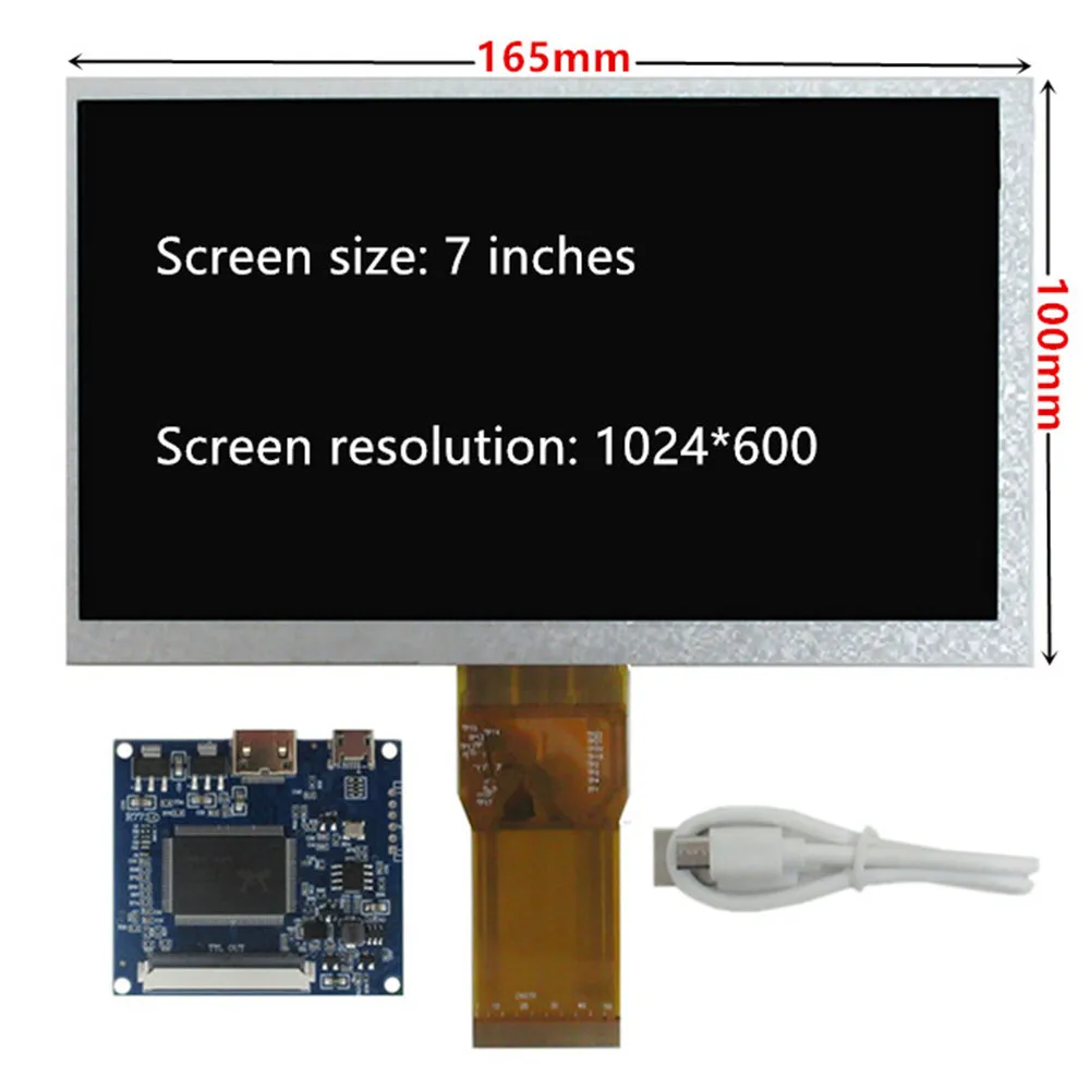 7Inch 1024*600 LCD Screen Display For Lattepanda,Raspberry Pi Monitor RTD2660 Driver Control Board Mini HDMI-Compatible