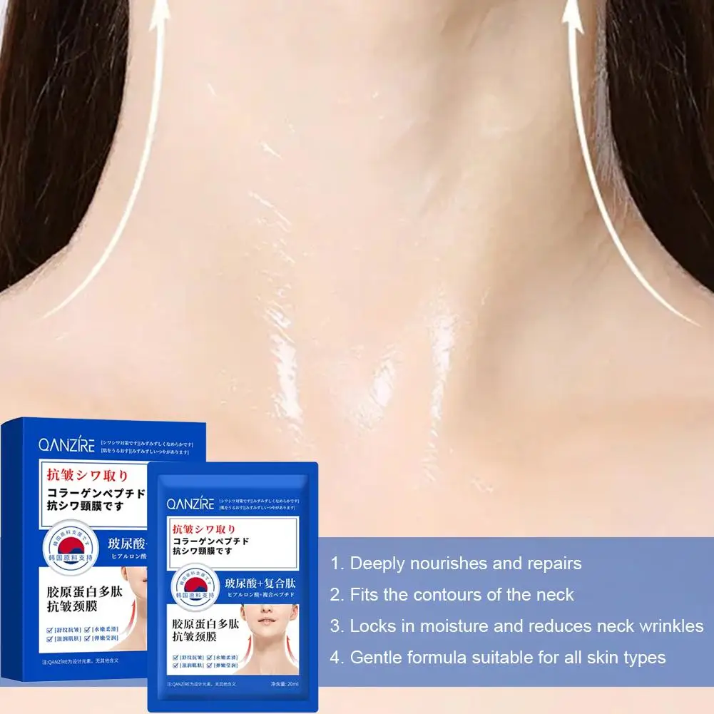 Mascarillas para el cuello con membrana de péptido de colágeno, 10 Uds., para la cara, hidratante, reduce los poros, hidratante, cuidado de la piel del cuello
