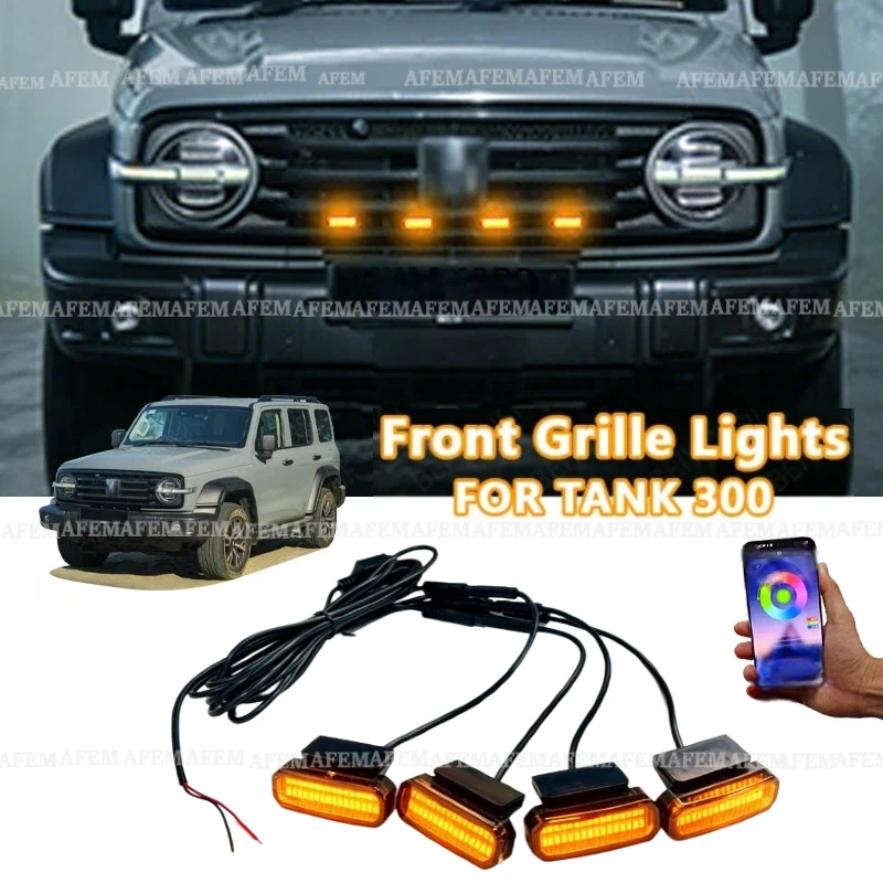 FOR TANK 300 LED Front Grille Light Car Daytime Running Light Wheel Eyebrow Lamp For Pickup Offroad 12V APP Controlled