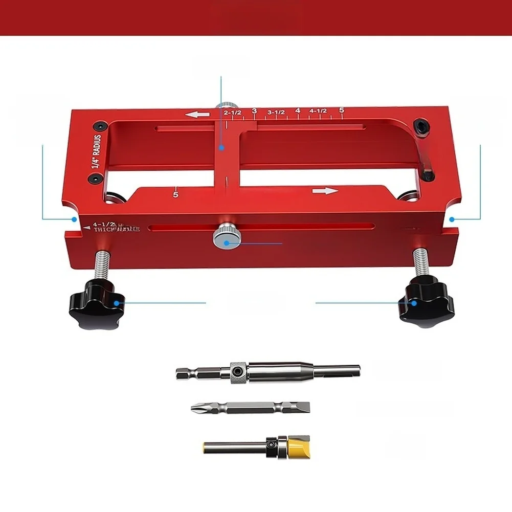 Aluminum Alloy Hinge Drilling Jig for 1/4 inch and 5/8 inch Radius with Center Positioning Drill and 1/2 inch Milling Tool