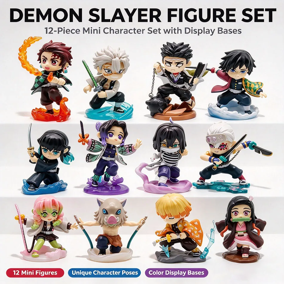 12 Style Anime Demon Slayer Blind Box Q Version Battle Series Figure Kimetsu No Yaiba Collection Model Doll Toy Mystery Box Gift