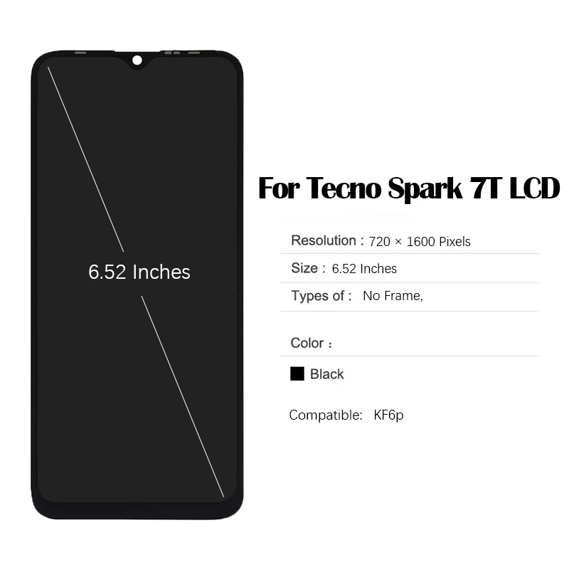 LCD Screen for 6.52 inches Tecno Spark 7T KF6p LCD Touch Screen Digitizer Assembly with Repair Tool and Glue For spark 7t lcd