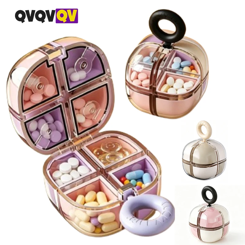 1PCS Weekly Pill Organizer with 8 Compartments, 7-Day Portable Pill Case, Detachable Multi-Color Storage Boxes for Easy Travel,