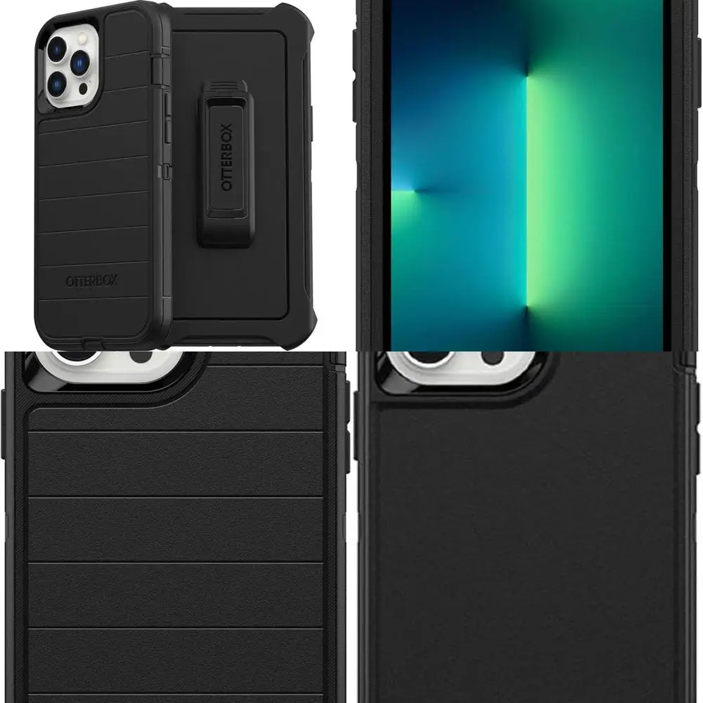 

iPhone 13 Pro Max & iPhone 12 Pro Max Defender Series Case - Black, Rugged & Durable, with Port Protection, Includes Holster Cli