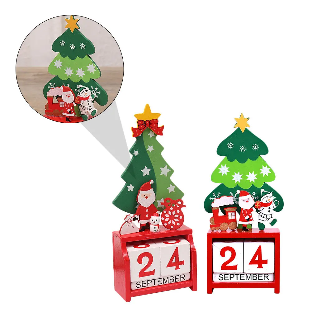 

2Pcs Christmas Countdown Calendar Wooden Advent Decor for Home Door Wall Desktop Holiday Decoration Festive Atmosphere Ornament