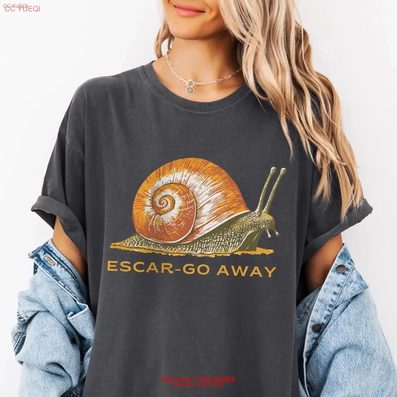 Retro Snail Linocut T shirt Escar Go Away Quirky Vintage look Funny Escargot top Oddly Specific Cool tee vintage Washed