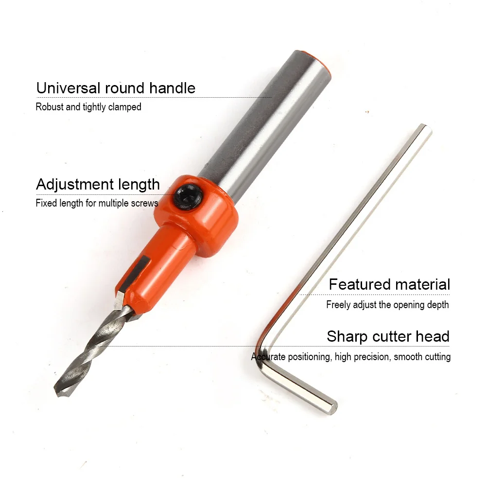 HSS Timber Woodworking Ti Countersink Drill Bit Set Screw Cutter Wood Tool For Wood Counterbore Drilling Metal Alloy Tool