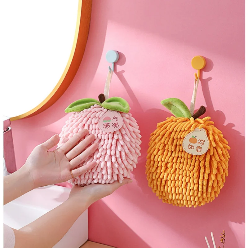 Chenille Hand Towels Wipe Hand Towel Ball with Hanging Loops Quick Dry Soft Absorbent Microfiber Handball for Kitchen Bathroom
