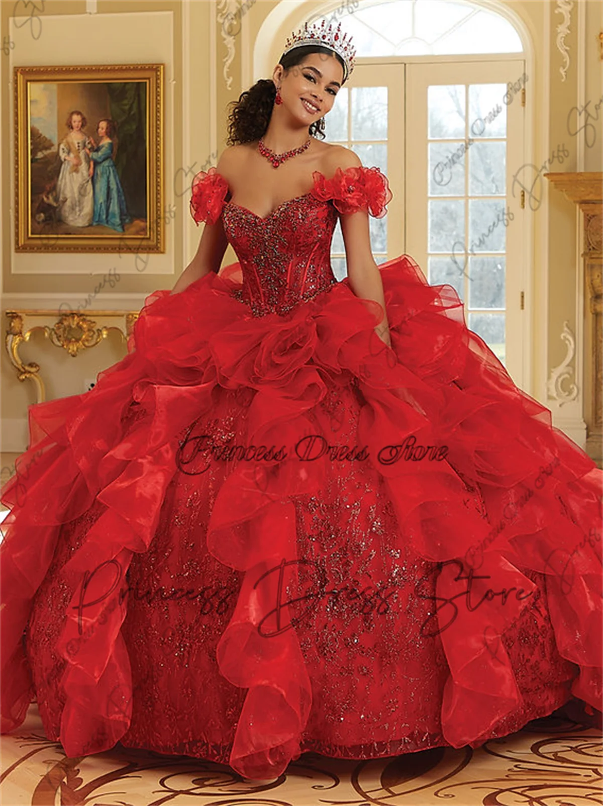 Robe De bal De luxe à fleurs 3D, robes De Quinceanera, avec des Appliques De perles et des volants, douce 16, personnalisées, 2025