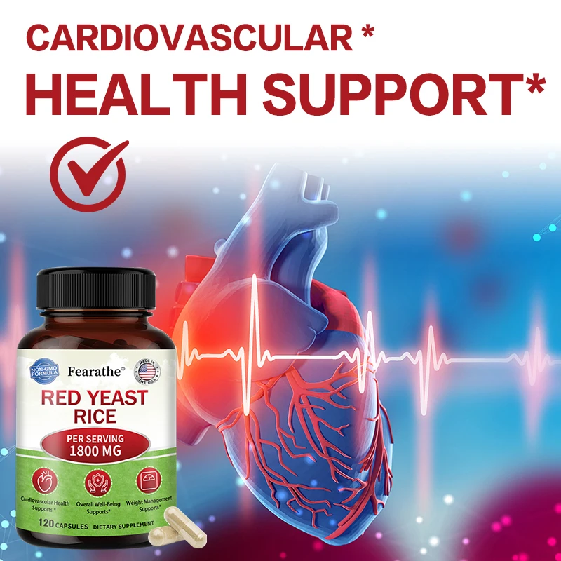 Red Yeast Rice Supplement - Rich in Antioxidants Benefits Cardiovascular Blood Circulation, Heart Health and Energy Production