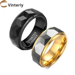 Mens Rings Tungsten Carbide Anti-scratch 8mm Gold-color Thumb Finger Punk Metal Wedding Party Engagement Male Jewelry Waterproof