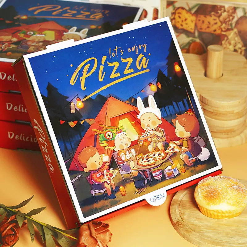 

Custom. New Picnic Outing Pizza Box Takeaway Pizza to-Go Box Packing Box Corrugated Thickened Year Covered Camping