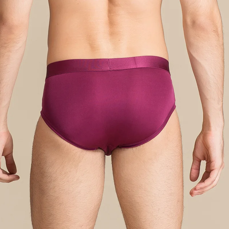 Bragas de seda 100% Natural para hombre, ropa interior de tiro medio, lencería saludable, color azul marino, caqui y plata, novedad de 2024