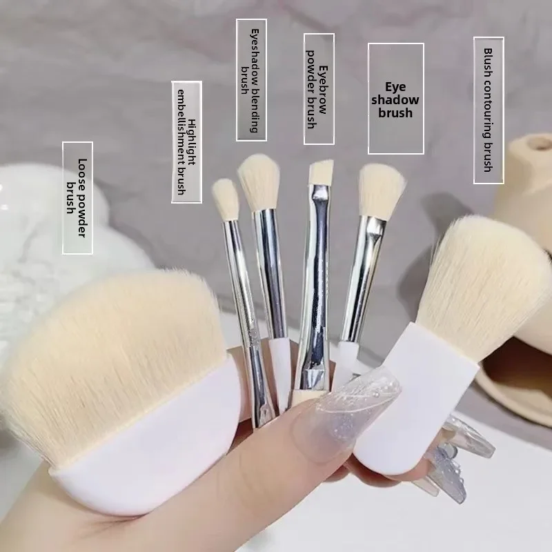 Portable Travel Mini Makeup Brush Set for Beginners Face Kit with Powder Contour Concealer Blush Brushes Soft Synthetic Bristles