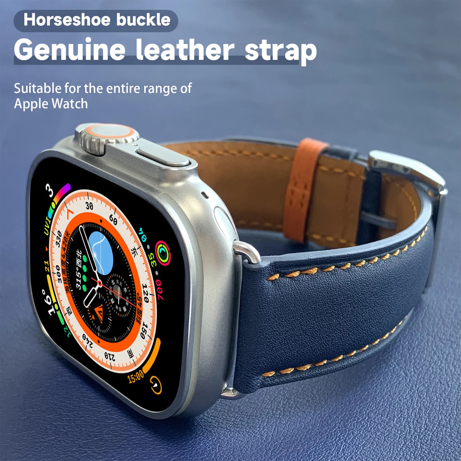 2024 New  Leather Strap For Apple Watch Series10 9 8 7 6 SE 5  41MM 45MM 46MM 49MM Iwatch Ultra 2 Band Advanced customization