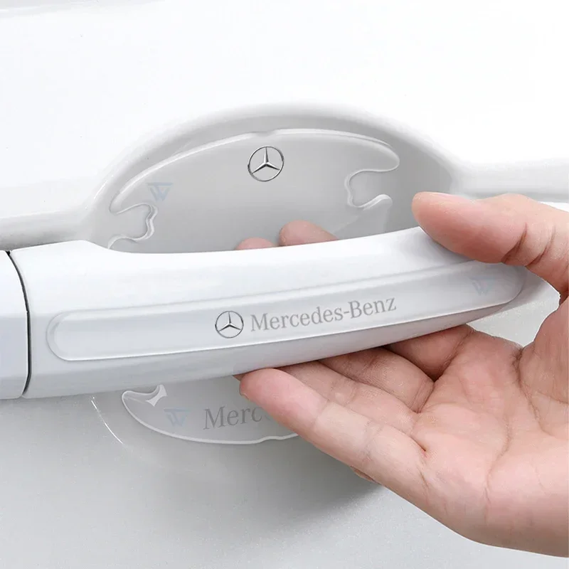 Carbon Fiber Car Door Bowl Handle Protect Stickers For Mercedes Benz AMG GLE GLS GLC GLB A B C E S Class W206 W204 W205 W212
