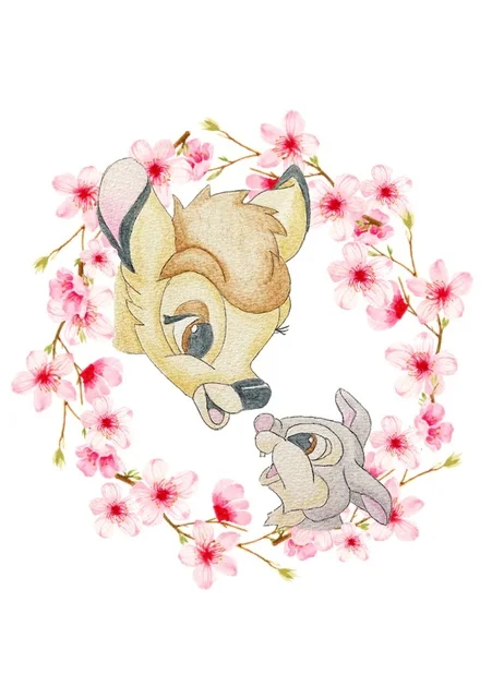 

Картина на холсте -2026- с изображением Бэмби и Трампера, акварельные постеры -2026- Картина на холсте