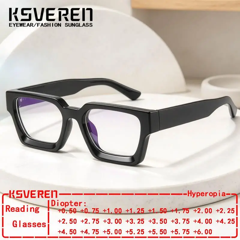 Trendy Square Anti Blue Light Reading Glasses Men Women Classic Designer Clear Presbyopic Eyewear Prescription Optical Glasses