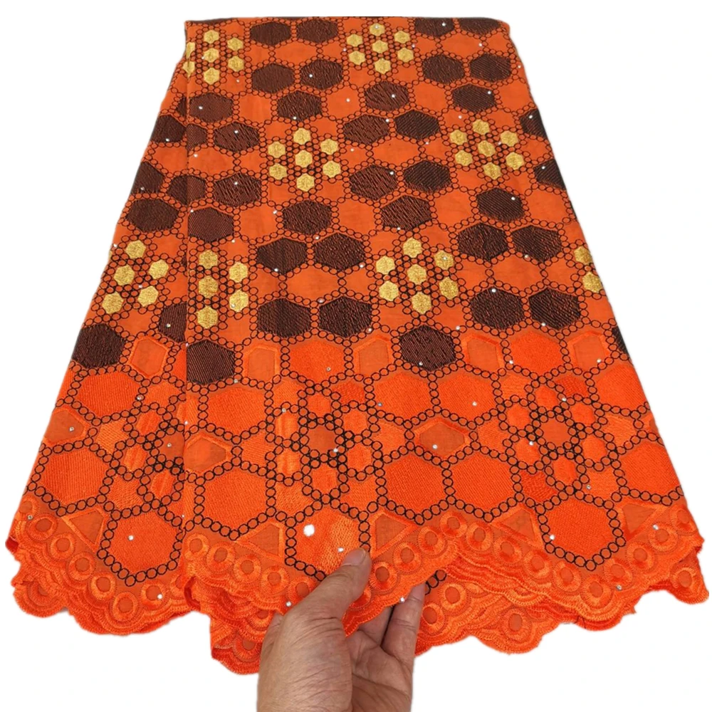 Hot Sale Swiss Voile Lace In Switzerland High Quality Stones 100% Cotton African Nigerian Dry Lace Fabrics 5 Yards