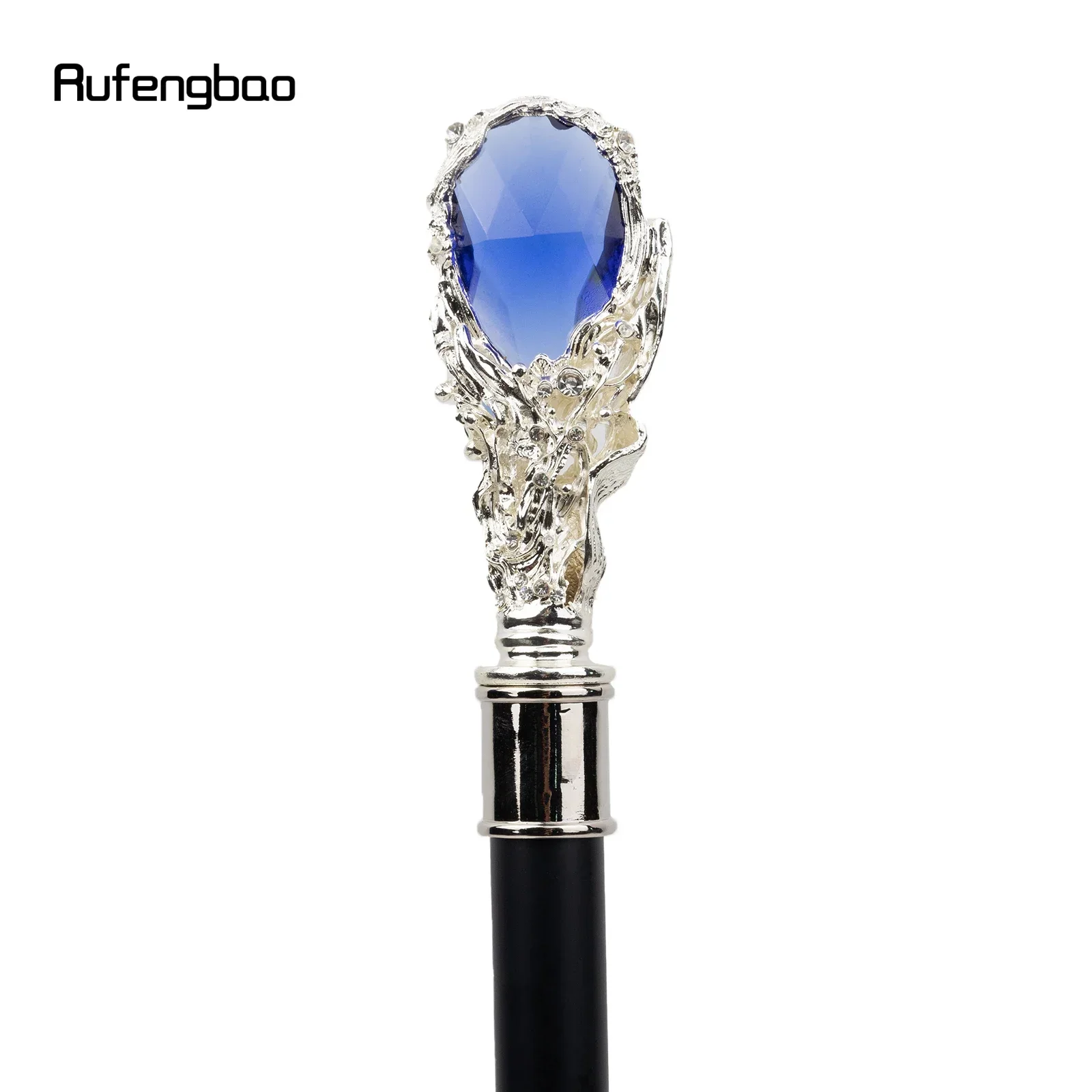 ブルーダイヤモンド ホワイト ウォーキングケーン ファッション装飾用杖 紳士 エレガント コスプレケーン ノブ クロシエ 92cm