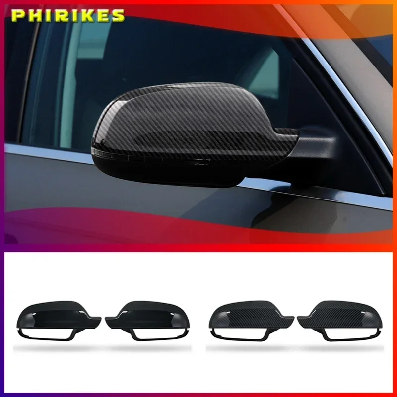 

2Pcs Carbon fiber style Rearview Mirror Shells Cover Protection Cap Car Styling Shell Side Mirror Shell Covers For A3 A4 A5 B8.5